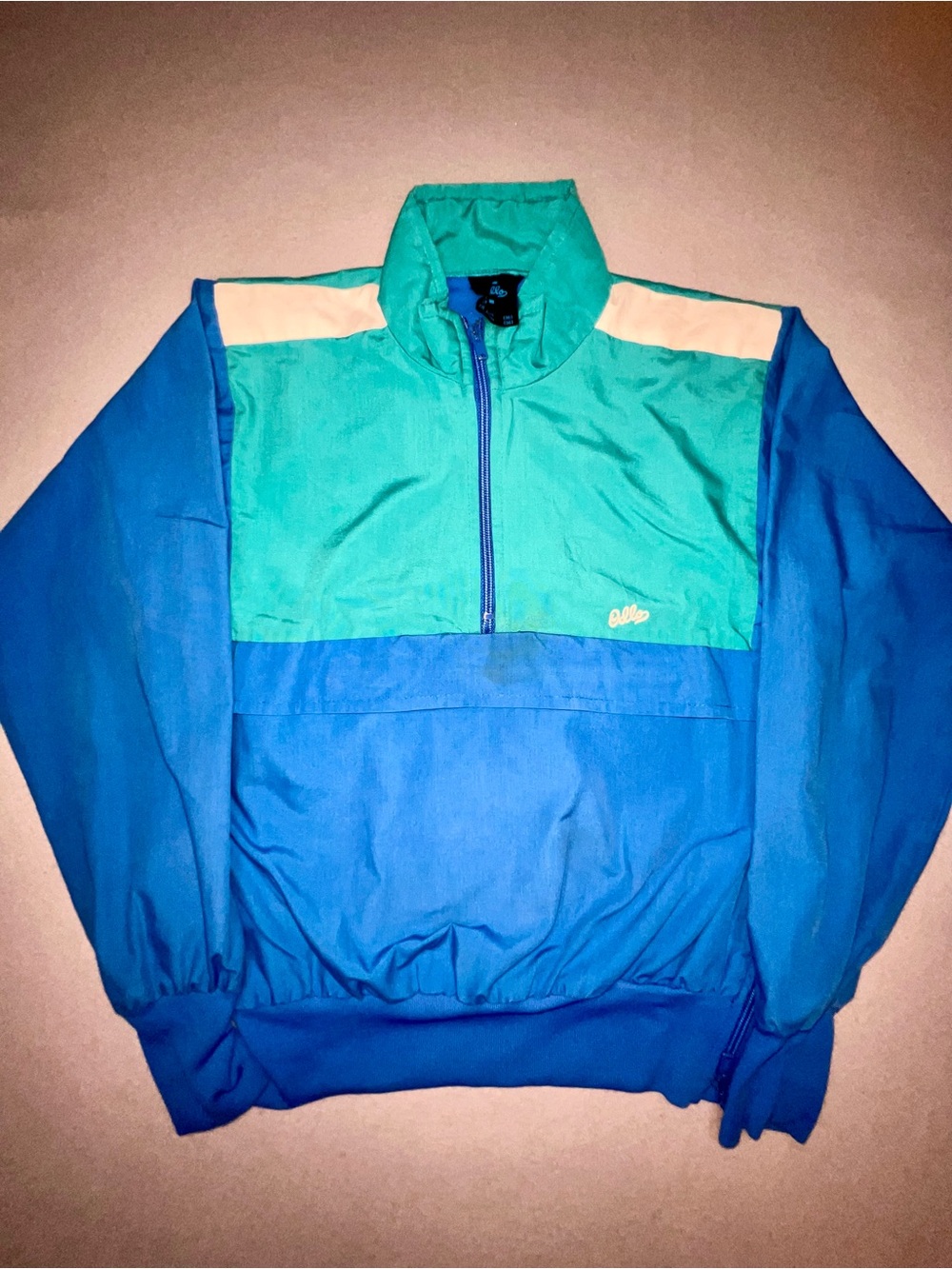 Vintage Women’s Odlo Quarter Zip Windbreaker Blue Teal Small Petite 36